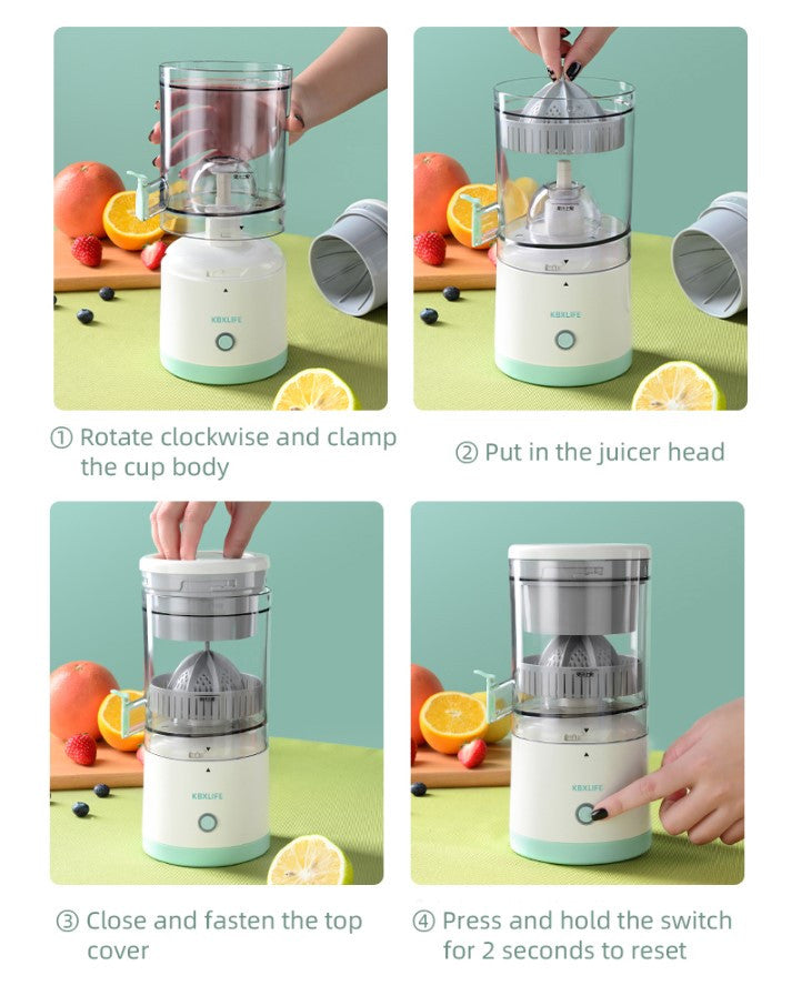 Exprimidor Eléctrico Inalámbrico Portátil USB Recargable para Cítricos y Frutas - Zumo Fresco sin Esfuerzo en Casa o Viaje