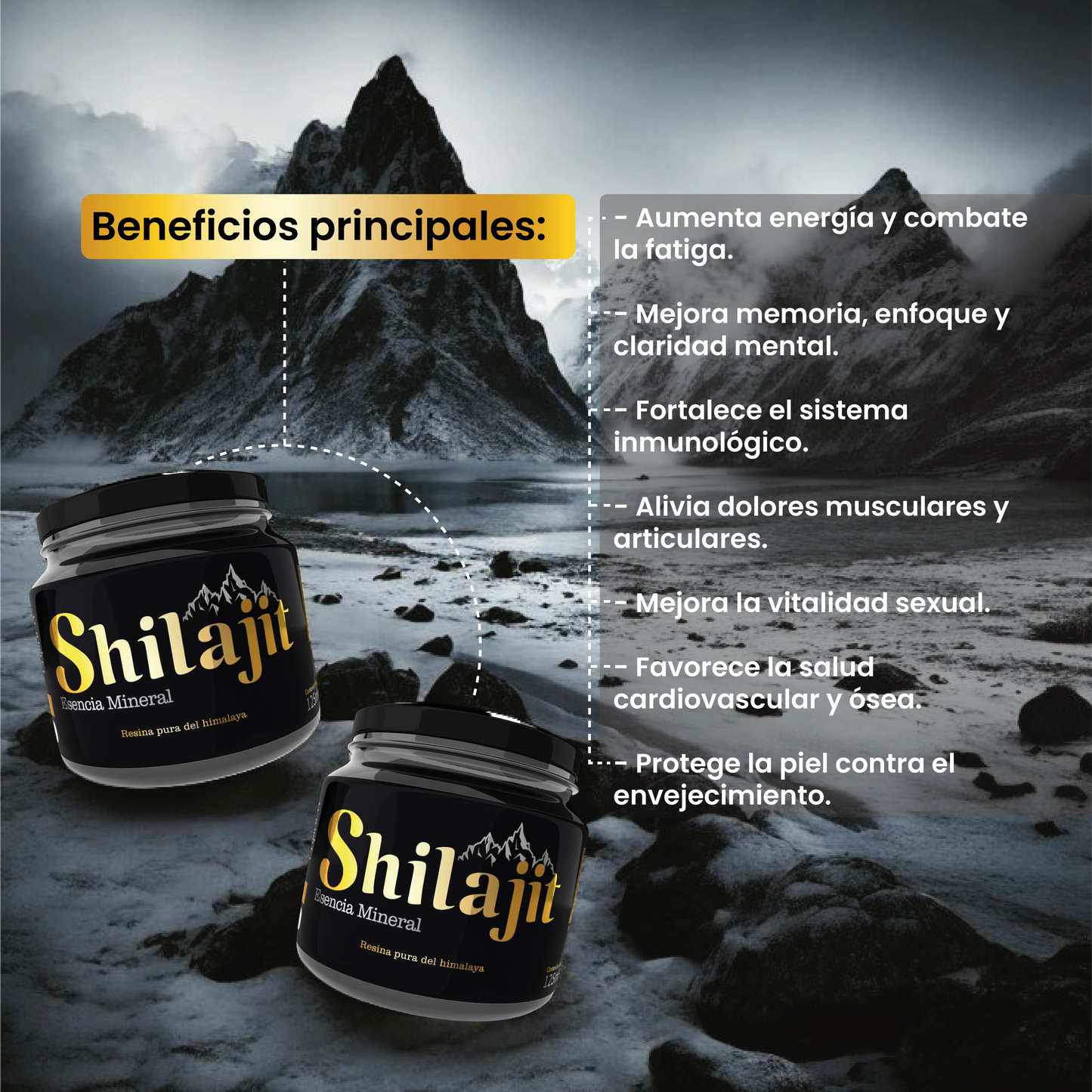 Doble Potencia: Shilajit Original con Invíma Pro X2 | Elixir Natural de las Montañas