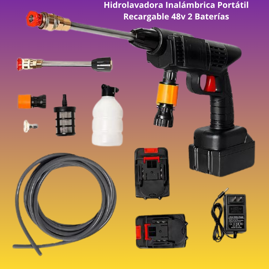 Hidrolavadora Inalámbrica Portátil Recargable 48V 2 Baterías+ASPIRAD