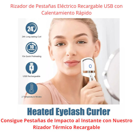 Rizador de Pestañas Eléctrico Recargable USB con Calentamiento Rápido