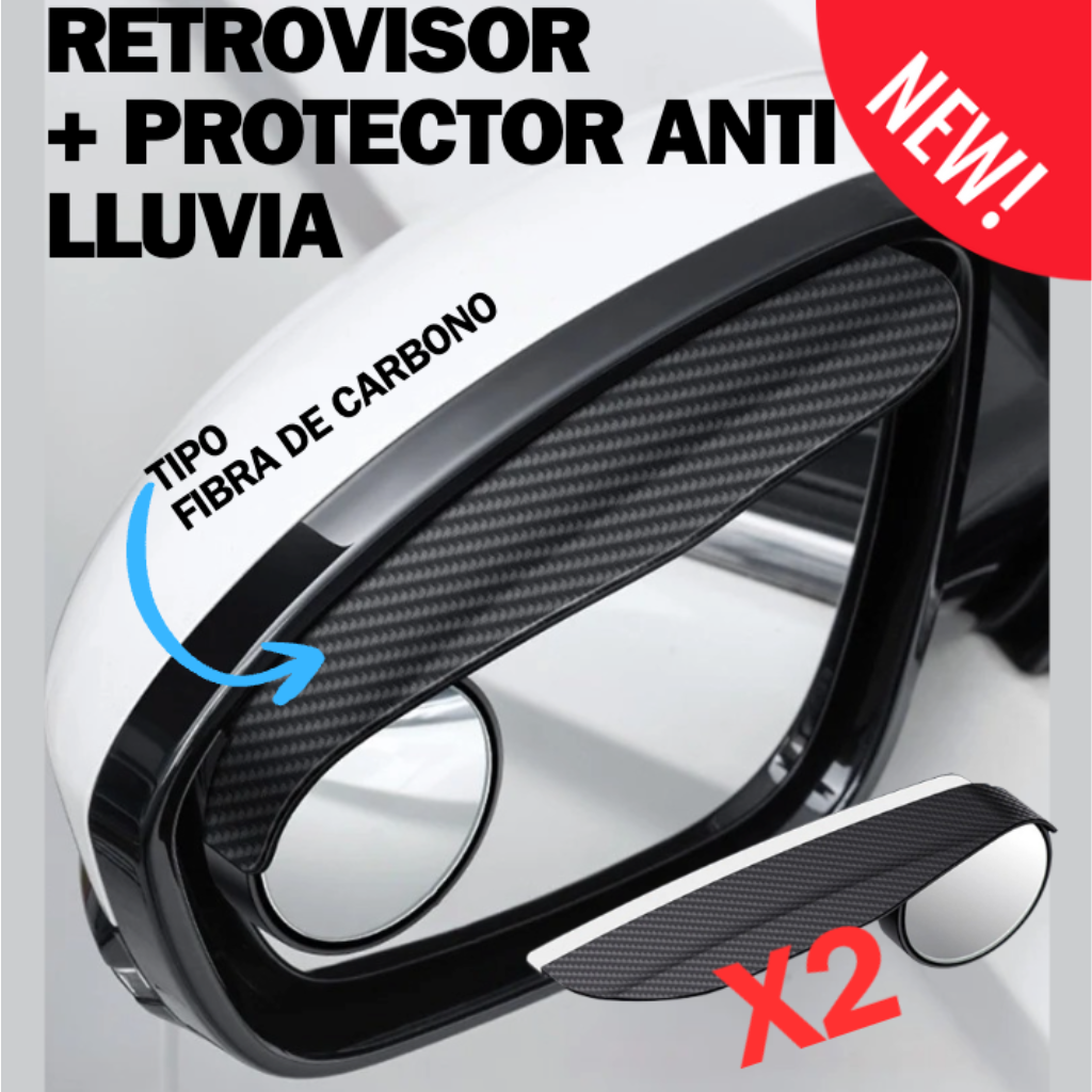 Protector Anti-Lluvia para Retrovisores (x2) | Diseño Fibra de Carbono y Gran Ángulo HD para Conducción Segura