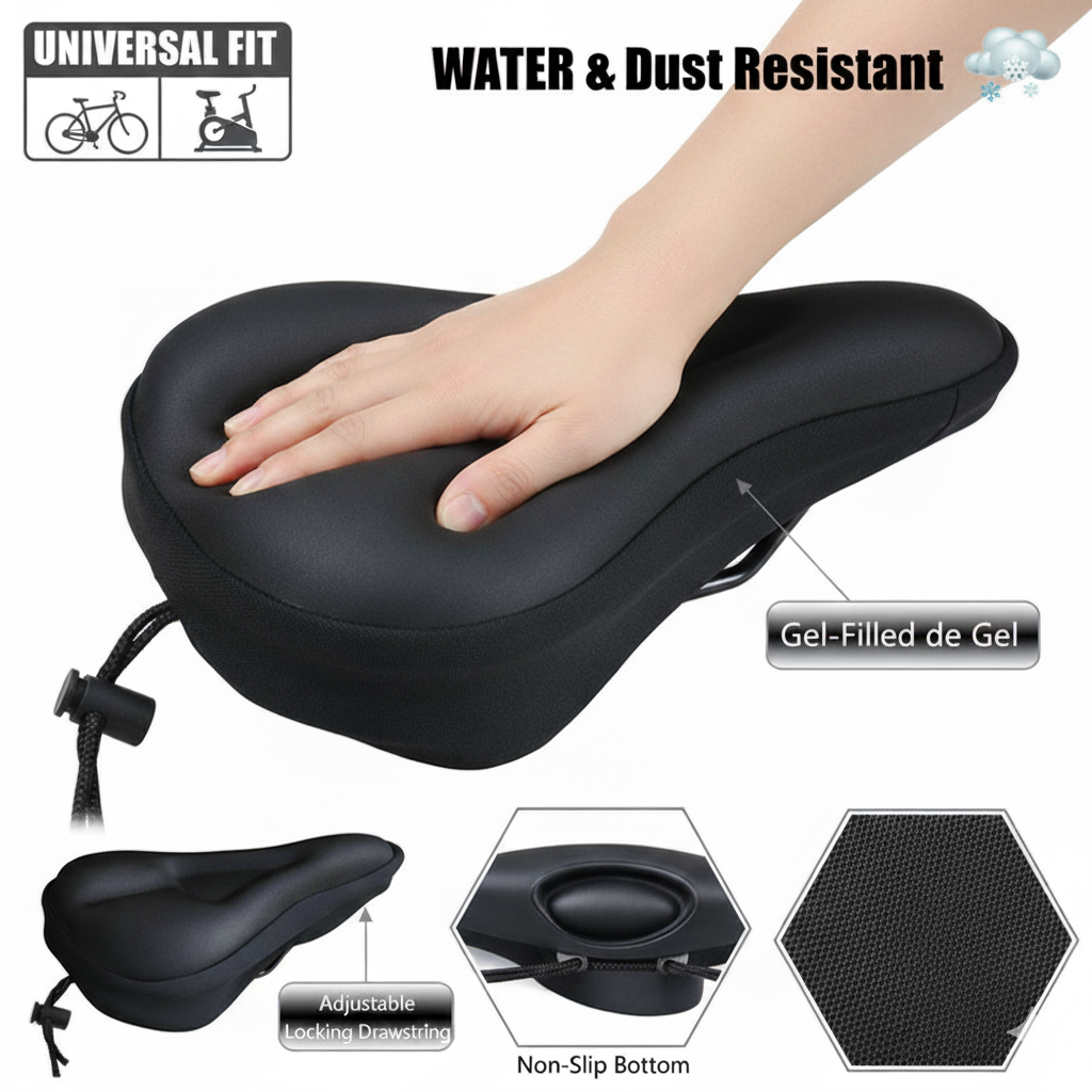 Funda de Sillín de Bicicleta con Gel Acolchado | Máxima Comodidad y Protección (Impermeable y Antipolvo)