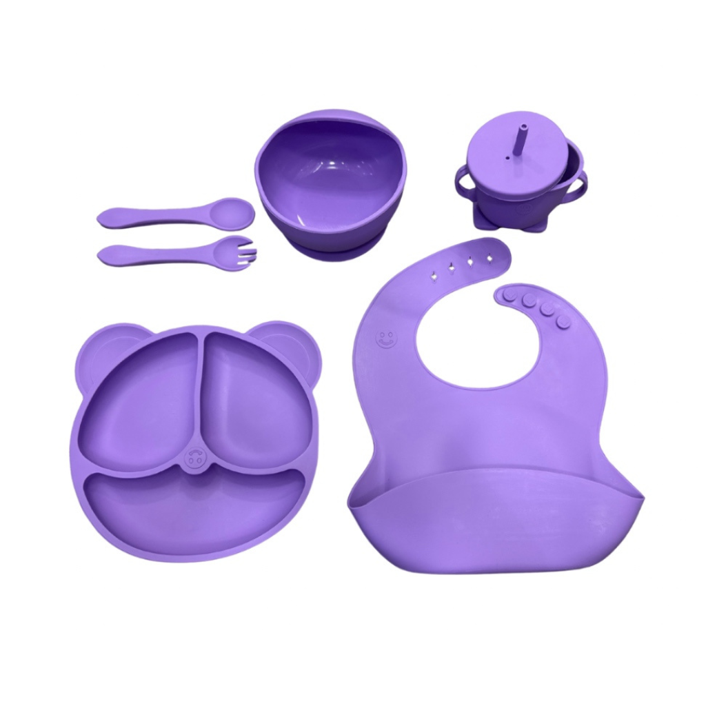 Set Completo de Alimentación para Bebé (5/6 Piezas) de Silicona Antideslizante y Libre de BPA
