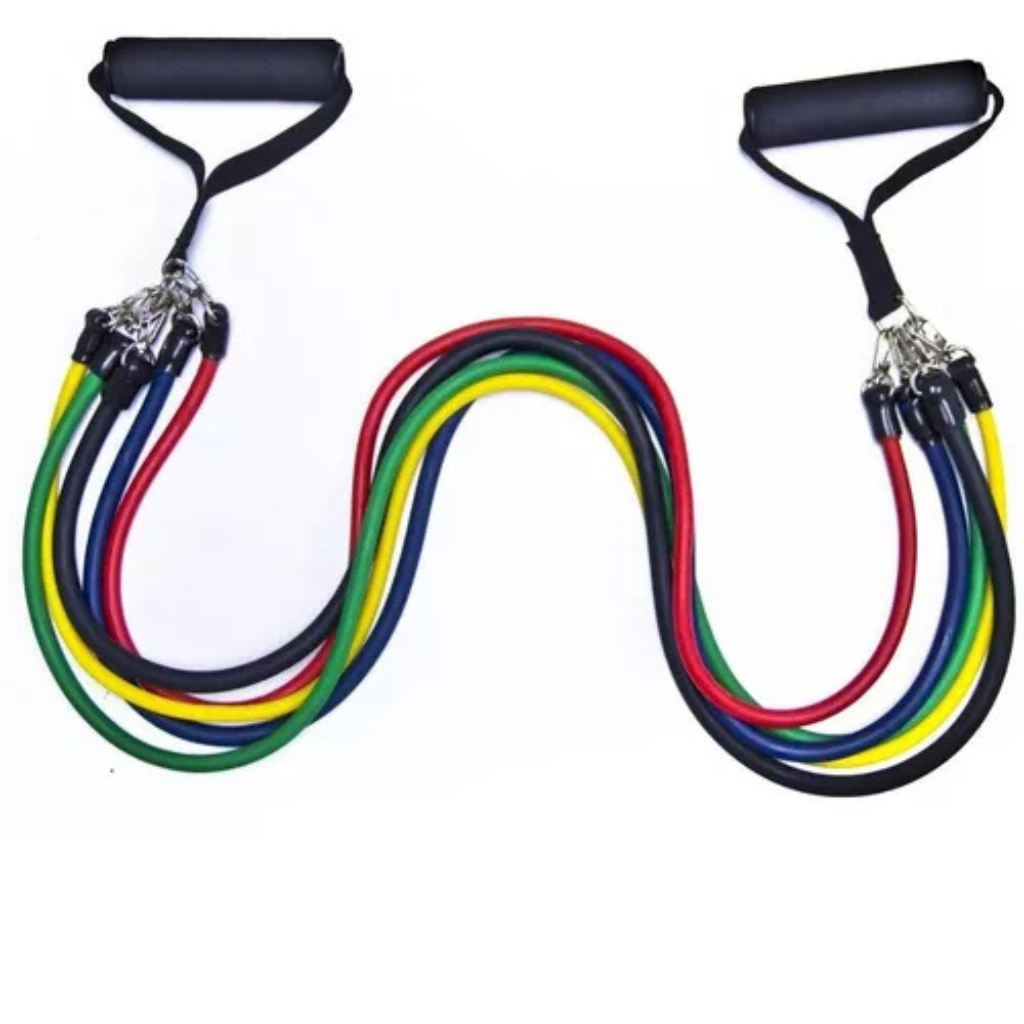 Kit Profesional de 11 Piezas de Bandas de Resistencia Tubulares | Entrena Cuerpo Completo, Hasta 150 Lbs