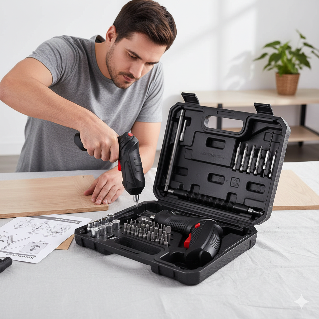 Máxima Eficiencia: Destornillador Eléctrico 3.6V con 47 Accesorios | Potencia 3.5Nm y Doble Ángulo